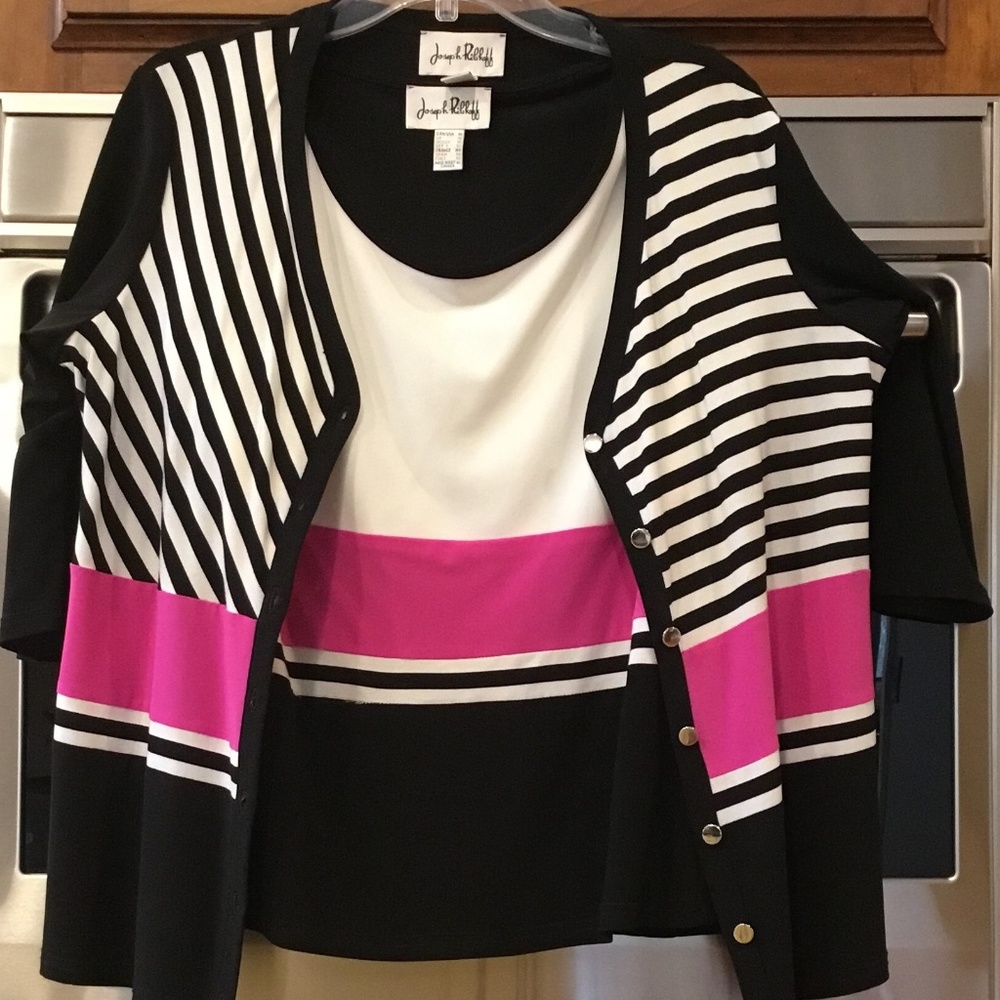 Pink, Black, White Jacket and shell Joseph Ribkoff